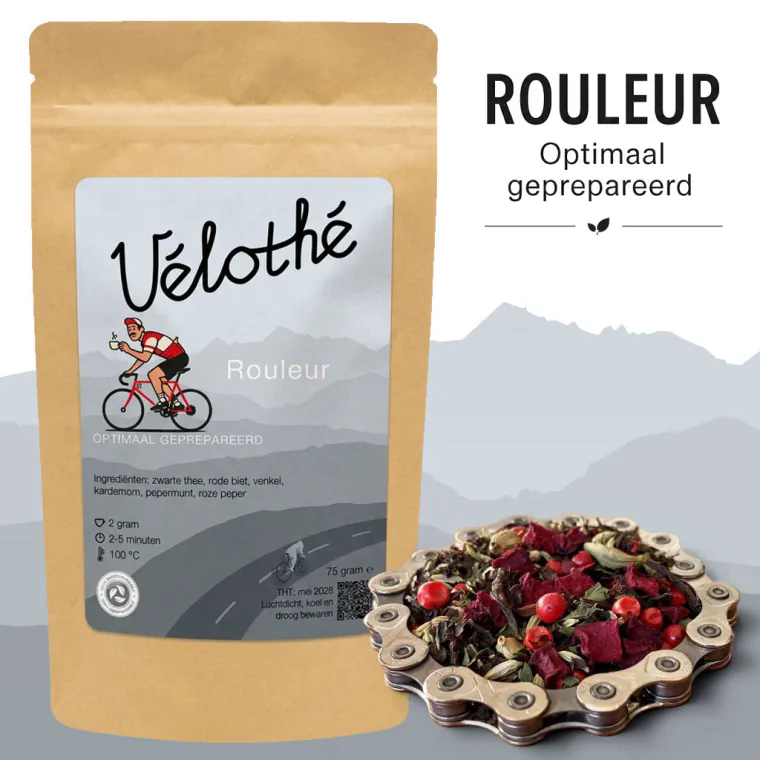 Vélothé Rouleur, losse thee en kraftverpakking