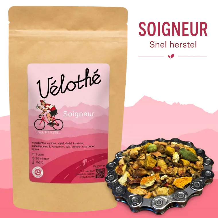 Vélothé Soigneur, losse thee en kraftverpakking